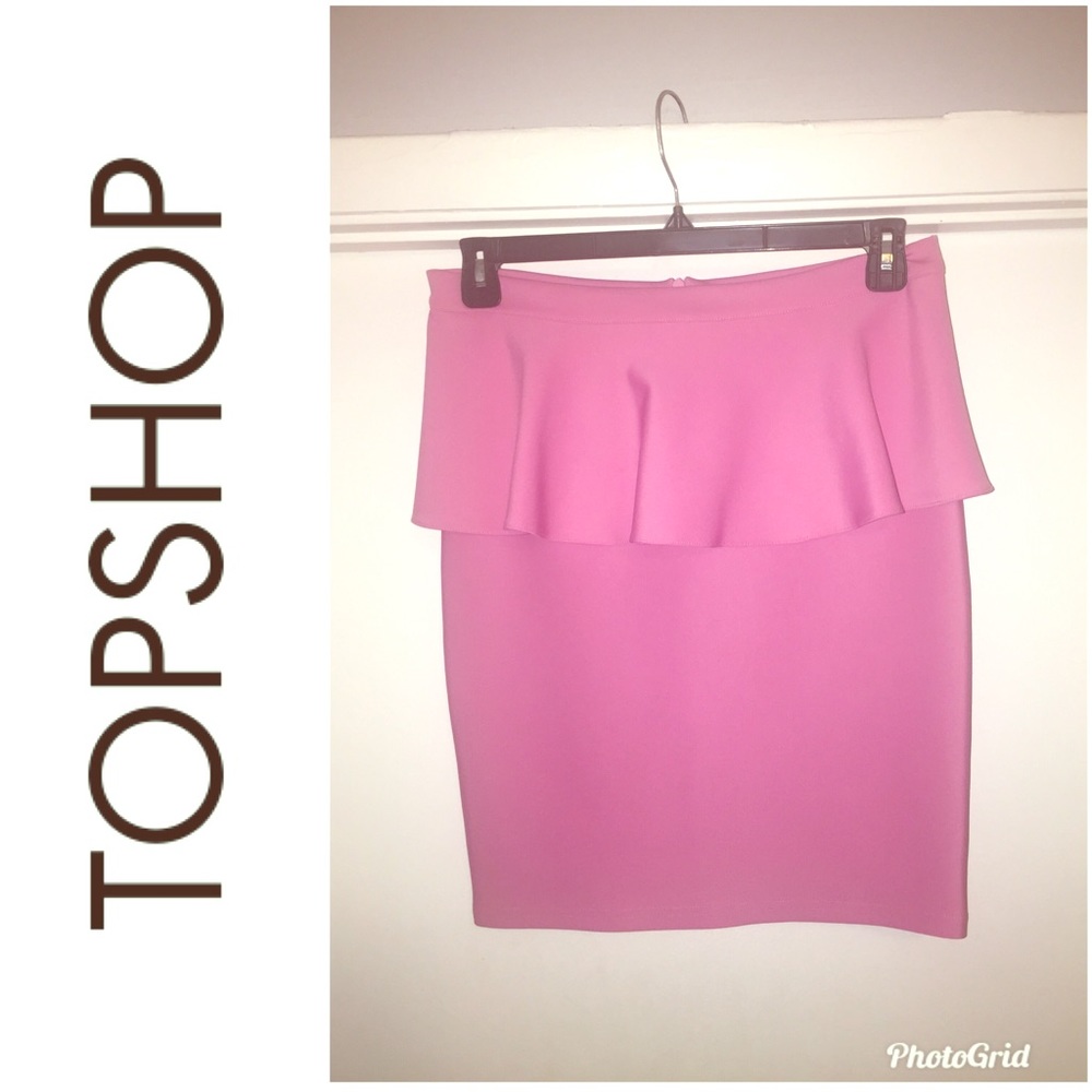 Like New! Topshop Pink Peplum Skirt. Size 8.